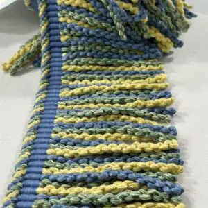 Linen Knitted Long Bullion Fringe - Yellow/Blue - Image 2