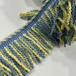 Linen Knitted Long Bullion Fringe - Yellow/Blue