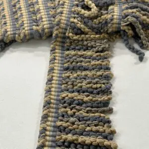 Knitted Short Bullion Fringe - Pewter / Beige - Image 2