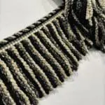 Knitted Long Bullion Fringe - Beige / Black