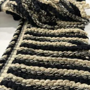 Knitted Long Bullion Fringe - Beige / Black - Image 2