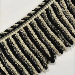 Knitted Long Bullion Fringe - Beige / Black - Image 3