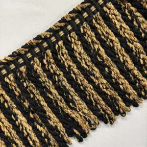 Knitted Long Bullion Fringe - Black / Gold - Image 3