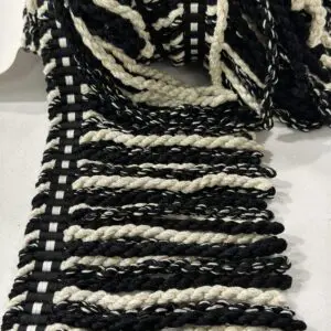 Knitted Long Bullion Fringe - Black / White - Image 2