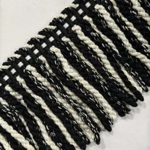 Knitted Long Bullion Fringe - Black / White - Image 3