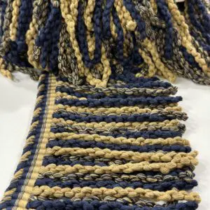 Knitted Long Bullion Fringe - Blue / Gold - Image 2
