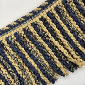 Knitted Long Bullion Fringe - Blue / Gold - Image 3